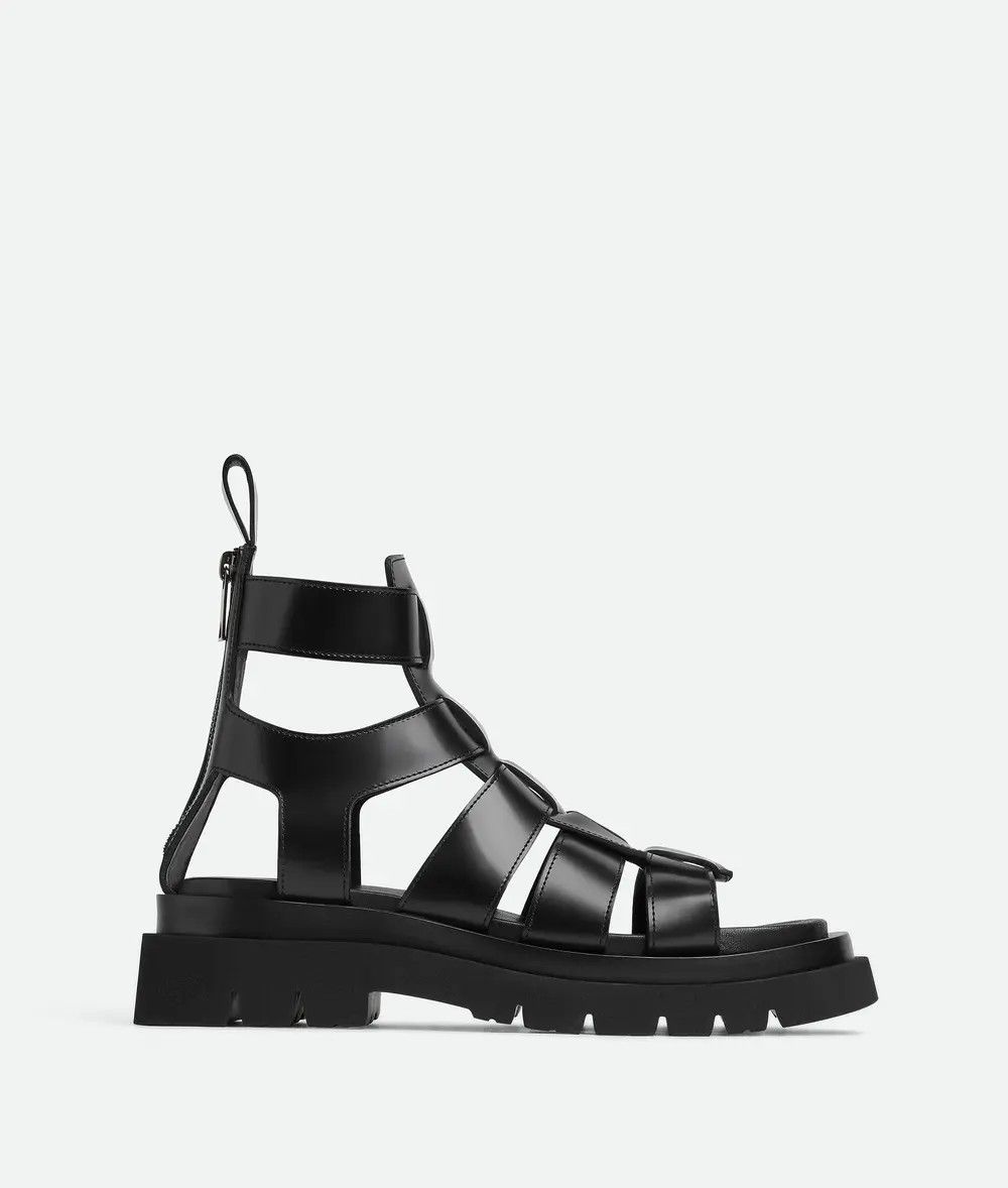 Bottega Veneta o1n1vont1125 Lug Flat Sandals in Black Size US 11 / IT 41 - 1 Thumbnail
