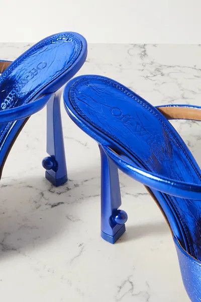 Off-White o1y1225 Leather Mules in Blue Size US 8 / IT 38 - 3 Thumbnail
