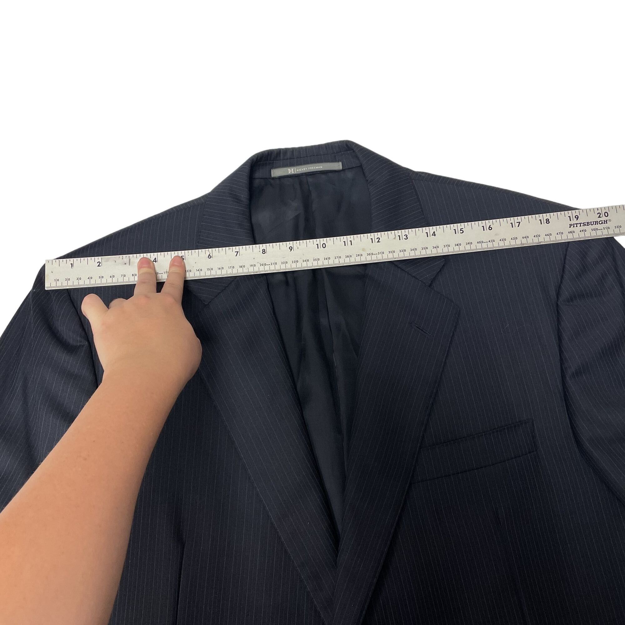 Hickey Freeman Vtg Hickey Freeman Loro Piana Navy Blue Pinstripe Sport Coat Size 44R - 7 Thumbnail