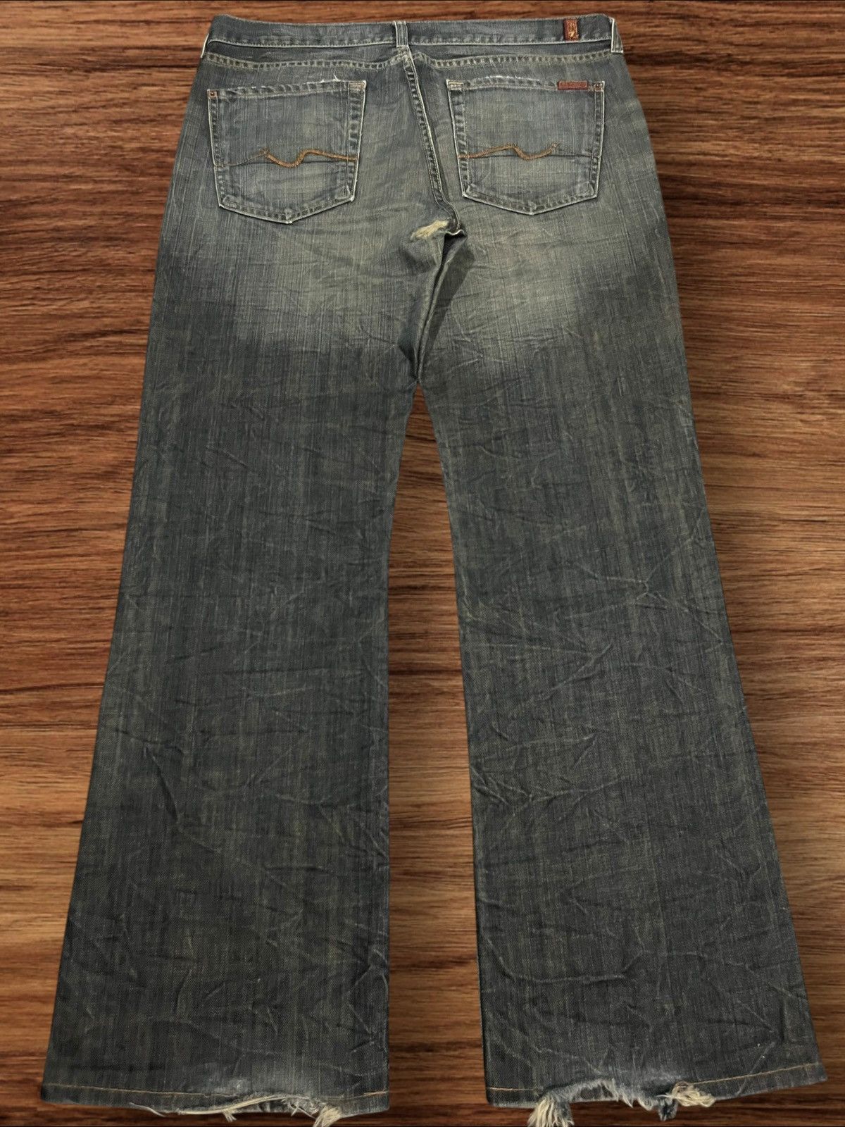 7 For All Mankind ⚡️Crazy⚡️7 For All Mankind Sand Wash Whiskering Flare Jeans Size US 34 / EU 50 - 2 Thumbnail
