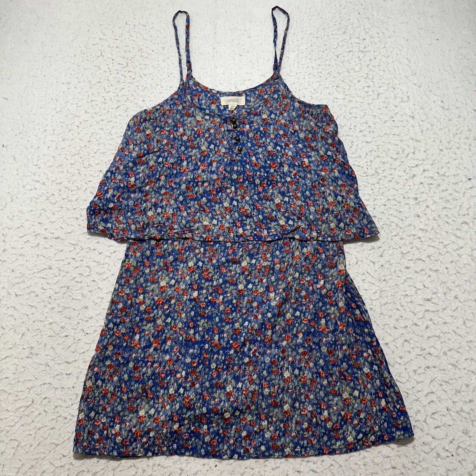 Other Aerie XS Blue Floral Spaghetti Strap Tiered Mini Sun Dress Size XS / US 0-2 / IT 36-38 - 1 Thumbnail