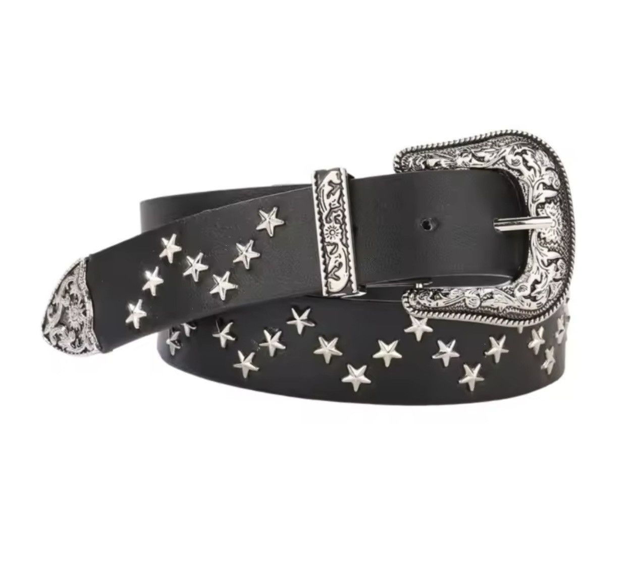 Cowboy Equipment × Vintage vintage black american western cowboy boho star studded belt Size ONE SIZE - 3 Thumbnail