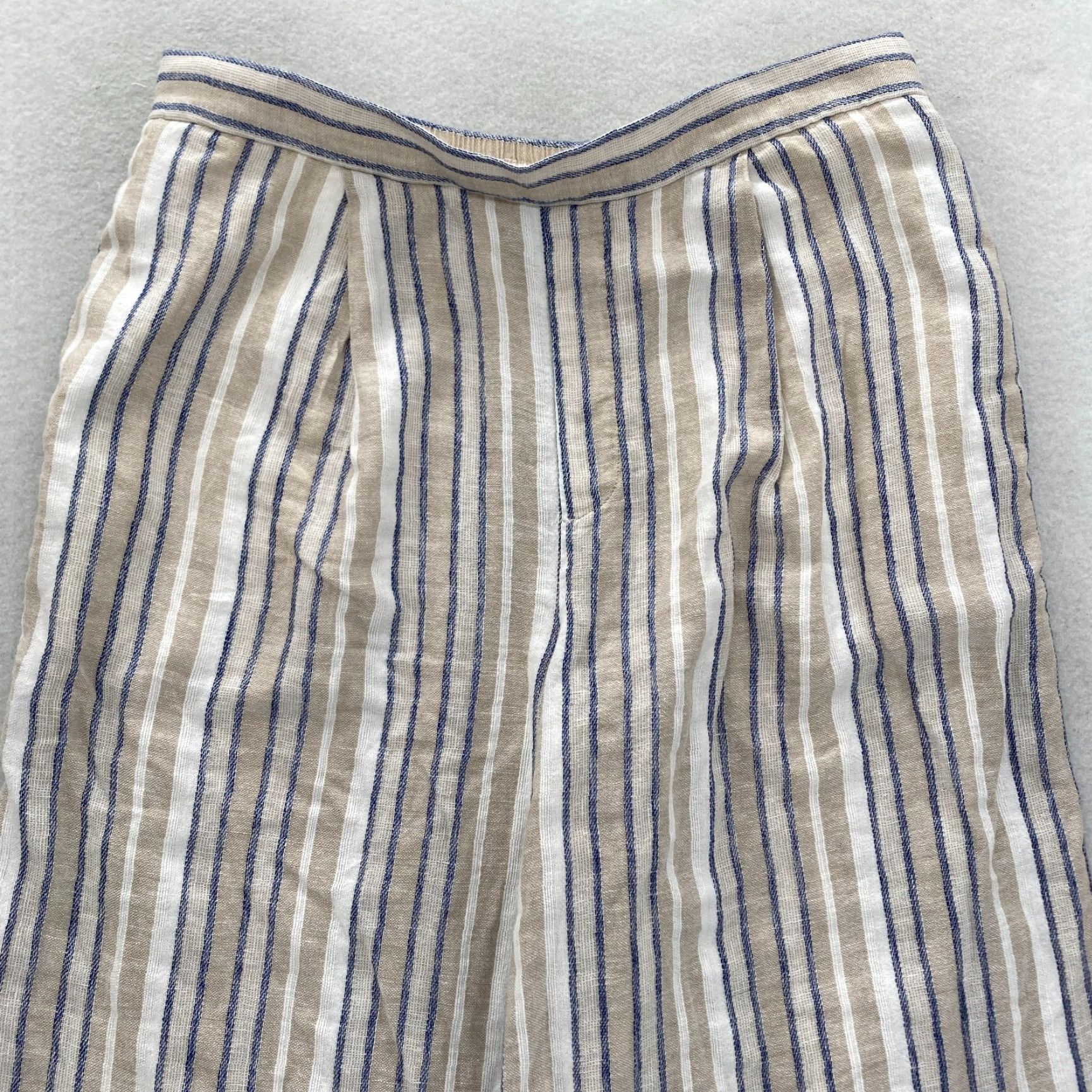 Banana Republic Banana Republic Linen Blend Wide Leg Crop Pants Women's Large Blue Striped Beach Size 24" / US 00 / IT 34 - 2 Thumbnail