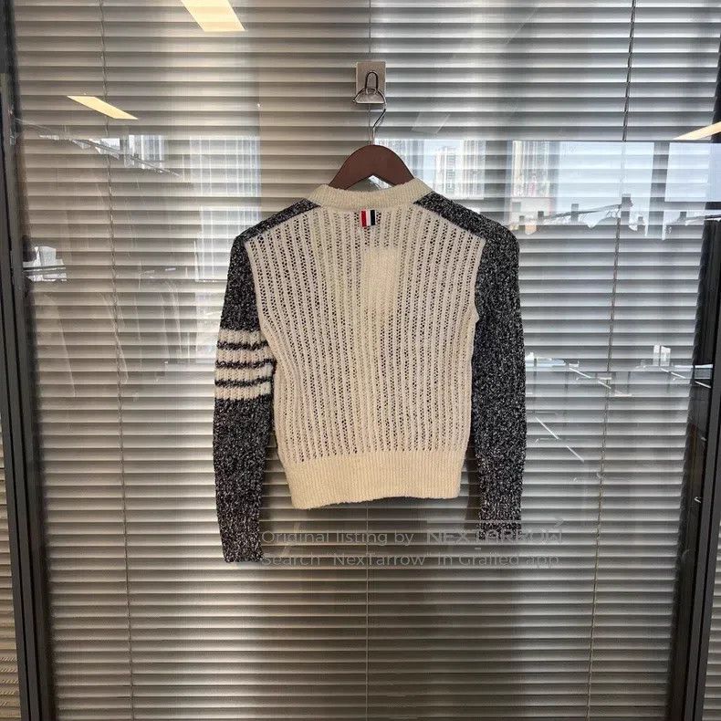 Thom Browne Thom Browne Black and White Colorblock Open-Knit Wool Card Size XS / US 0-2 / IT 36-38 - 2 Thumbnail
