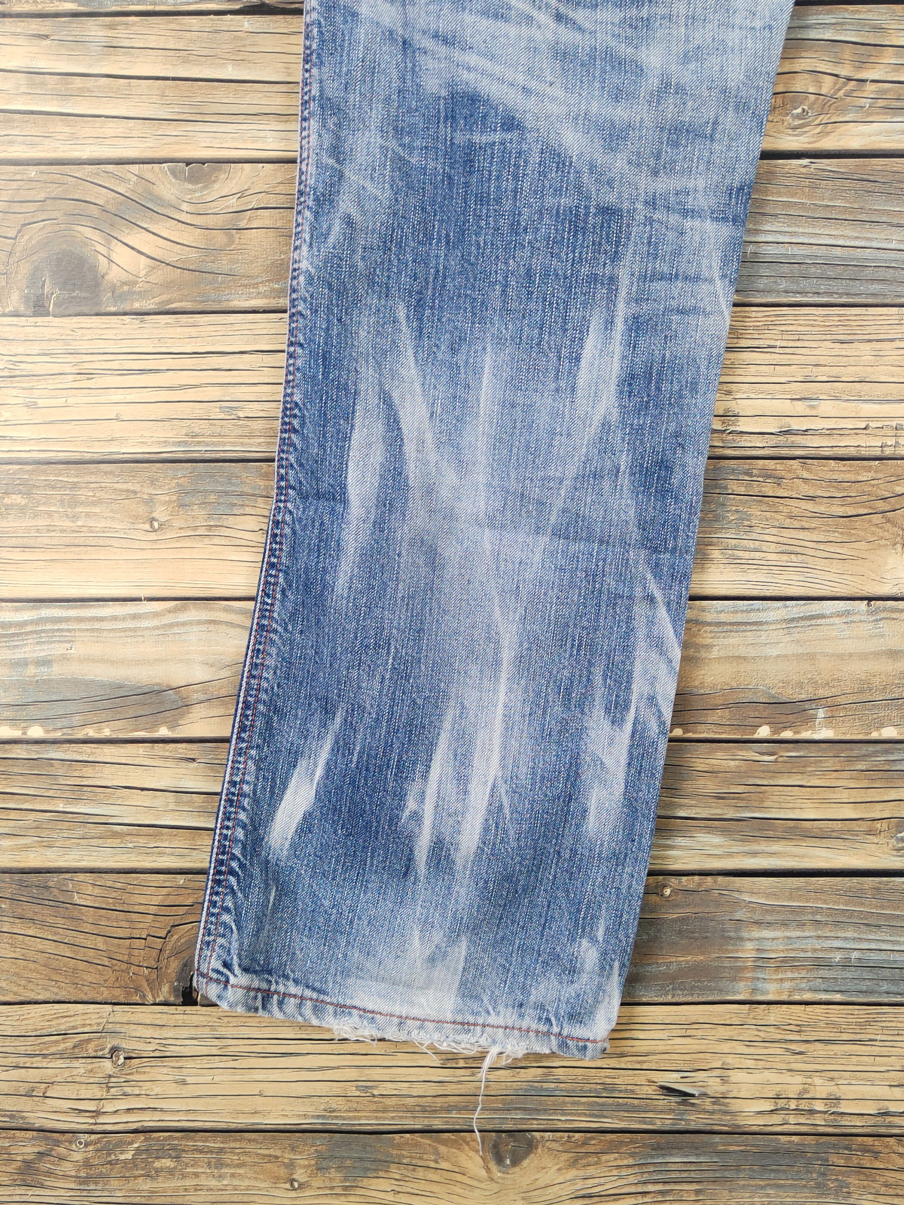 Edwin Edwin 503 Blue Distressed Ripped denim Jeans #W1876 Size US 35 - 9 Thumbnail