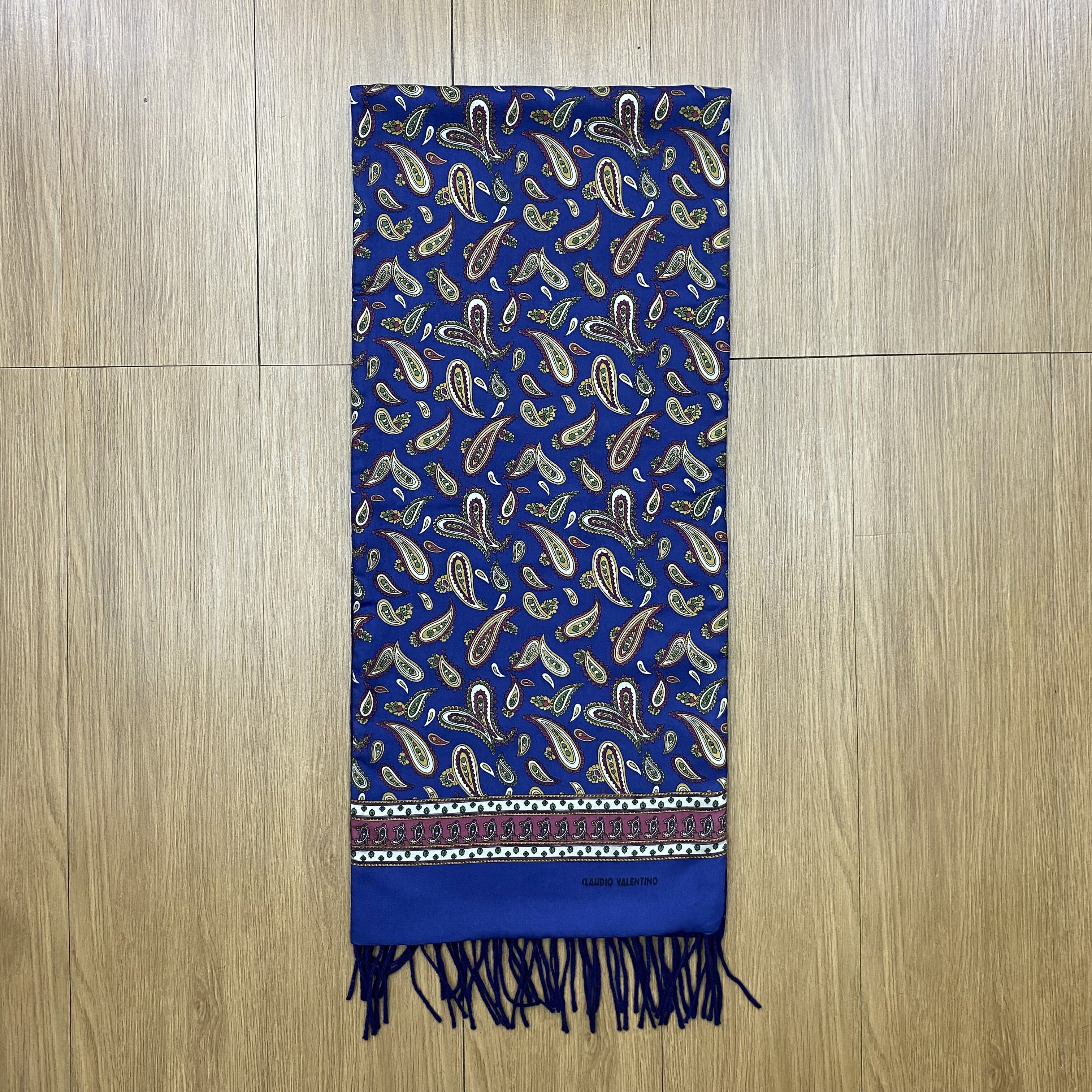 Designer × Vintage Vintage 90s Claudio Valentino Silk Wool Scarf Muffler SSC355 Size ONE SIZE - 3 Thumbnail