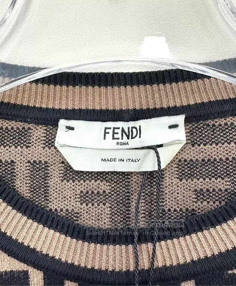 Fendi Fendi Brown Classic Monogram Full Print Logo Knit Sweater Size XS / US 0-2 / IT 36-38 - 3 Thumbnail