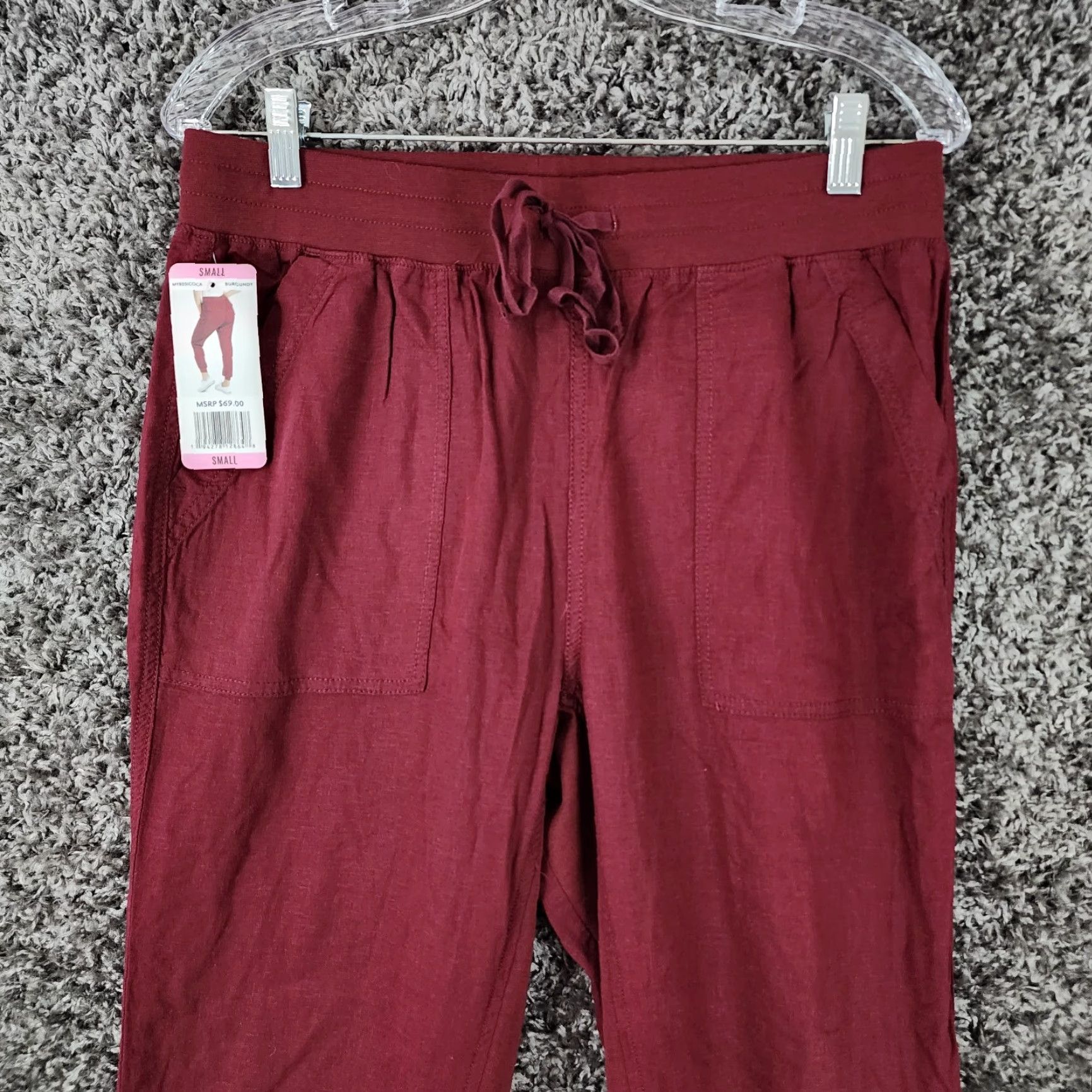 Vintage VINTAGE Seven7 Jogger Pants Womens Size Small Elastic Waist Burgundy Red Utility Pants Womens S Size 28" / US 6 / IT 42 - 2 Thumbnail