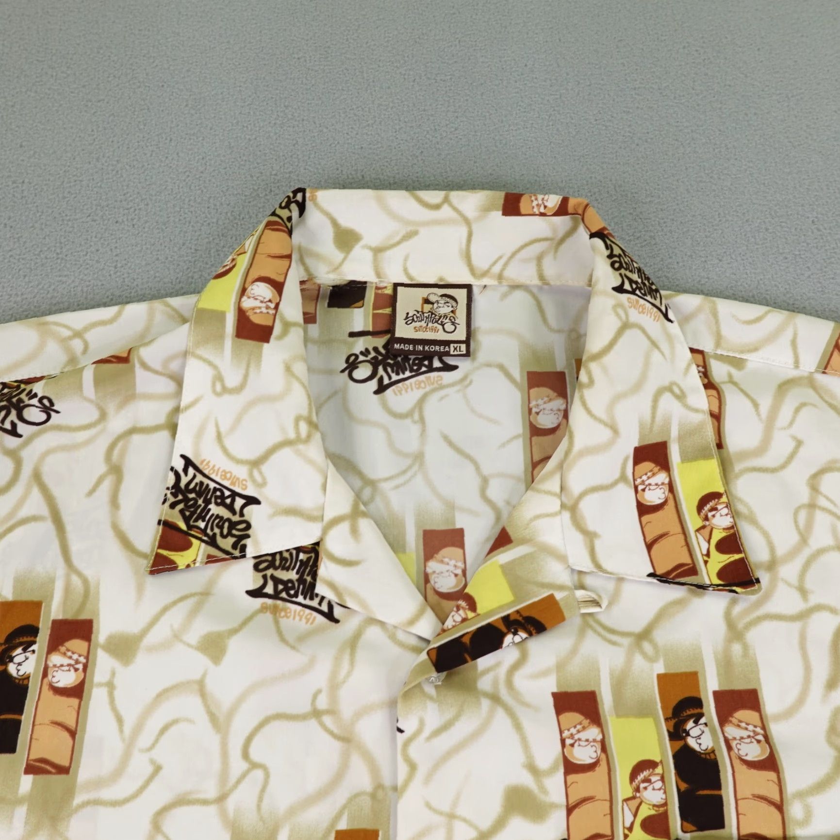 Southpole VINTAGE Southpole Shirt Mens XL White Beige Button Up Hip Hop Graffiti AOP 90s Size US XL / EU 56 / 4 - 2 Thumbnail