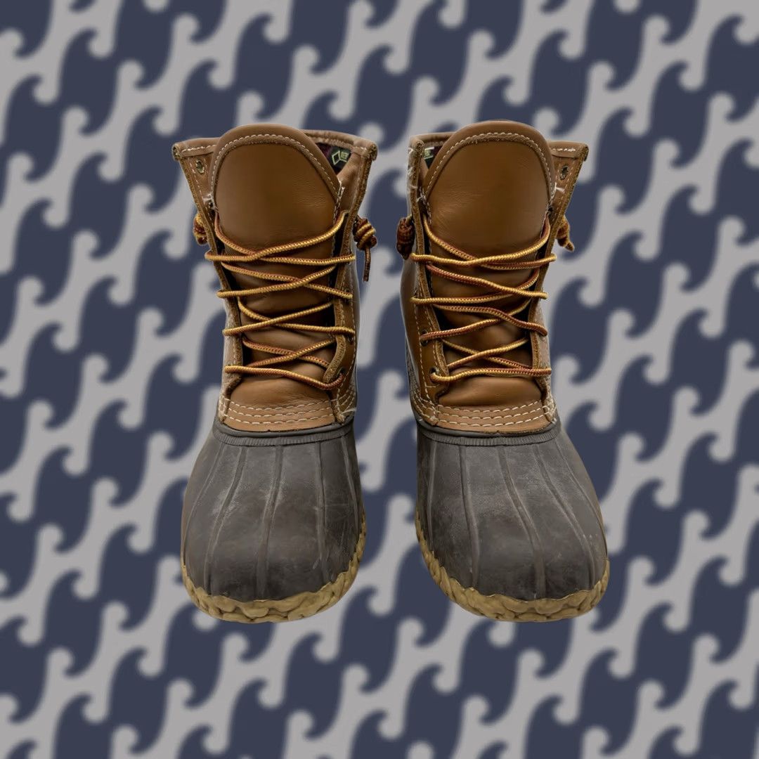 Vintage VINTAGE L.L.Bean Boots Duck Hunting Boots Gore-Tex Thinsulate Lined Made in USA Men 8 Tan/Brown Leather Waterproof Insulated Rubber Mid-Calf Boots Men Size US 8 / EU 41 - 1 Thumbnail