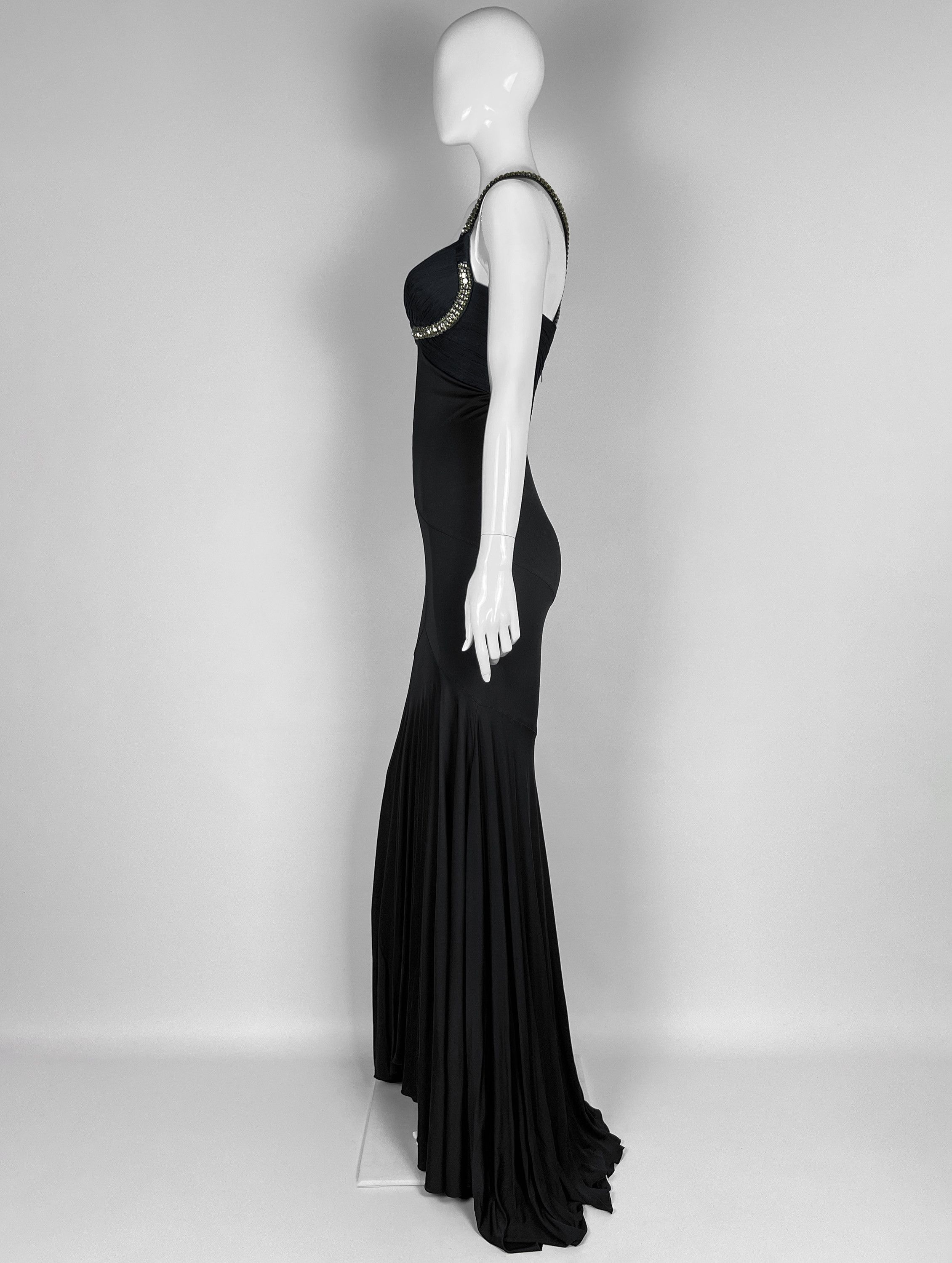 Roberto Cavalli S/S 2007 ARCHIVE PLEATED DRESS WITH DRAMATIC CRYSTAL GOWN Size S / US 4 / IT 40 - 4 Thumbnail