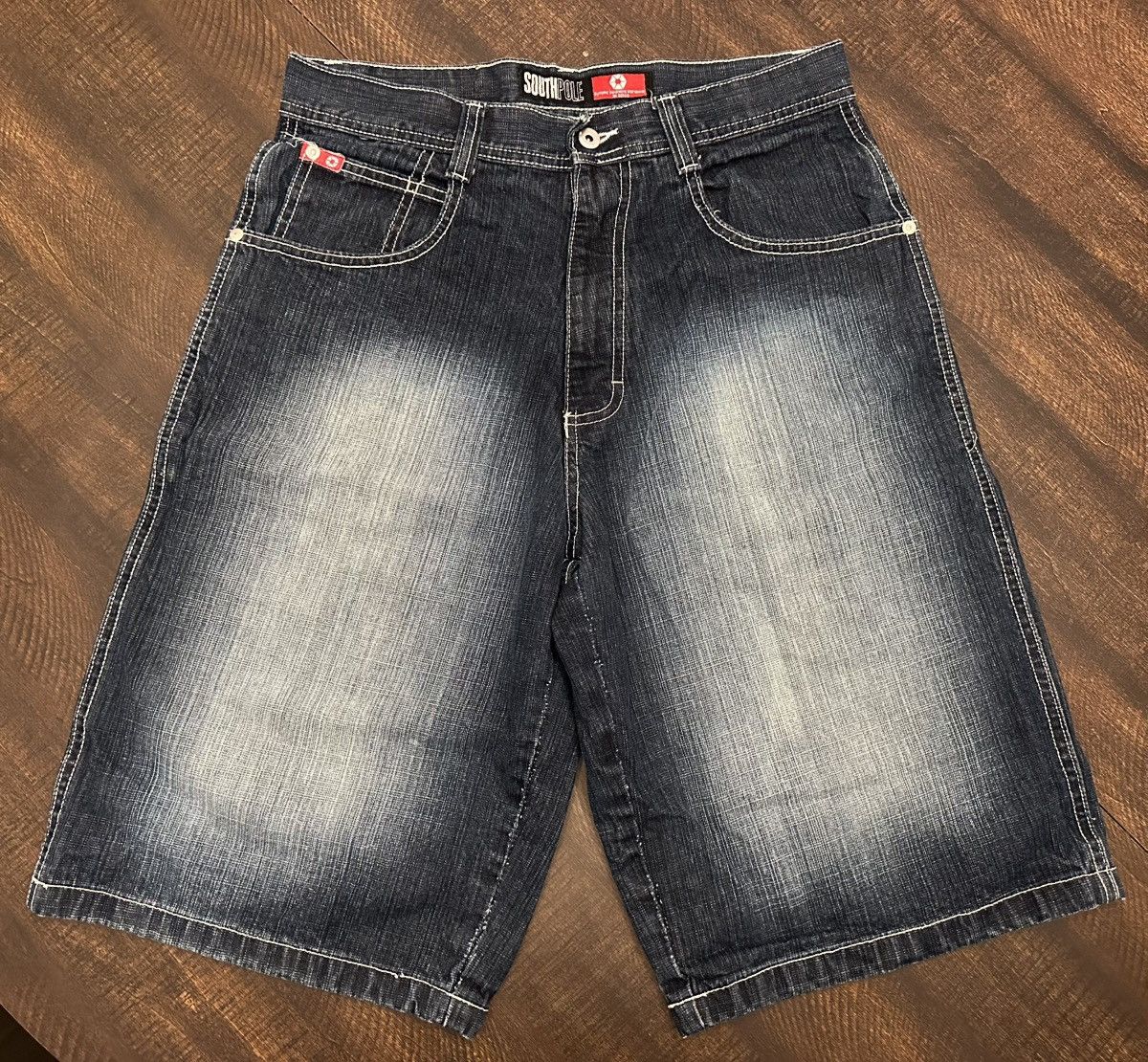 Southpole VTG Southpole Men’s Dark Blue Red Tab Denim Shorts-32x13 Size US 32 / EU 48 - 2 Thumbnail