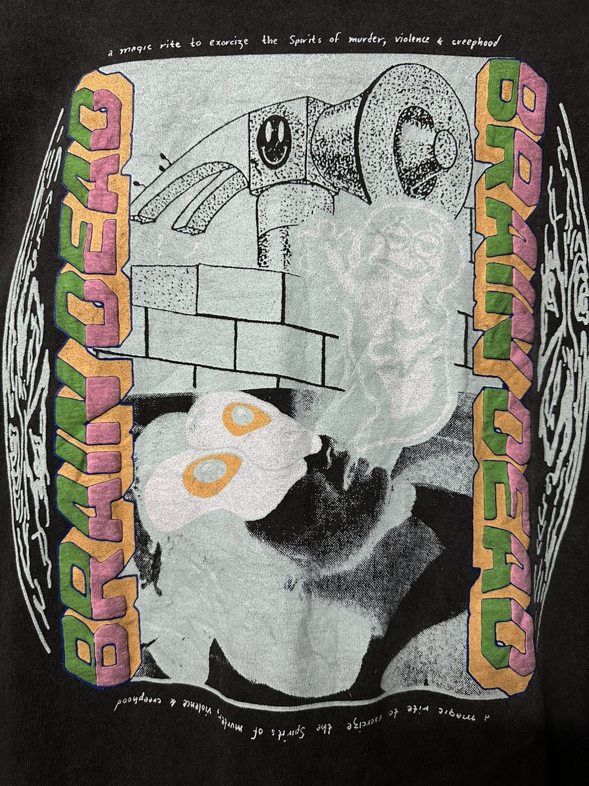 Brain Dead Brain Dead Streetwear Graphic Smiley Hammer Horror Faded Tee Size US XL / EU 56 / 4 - 2 Thumbnail