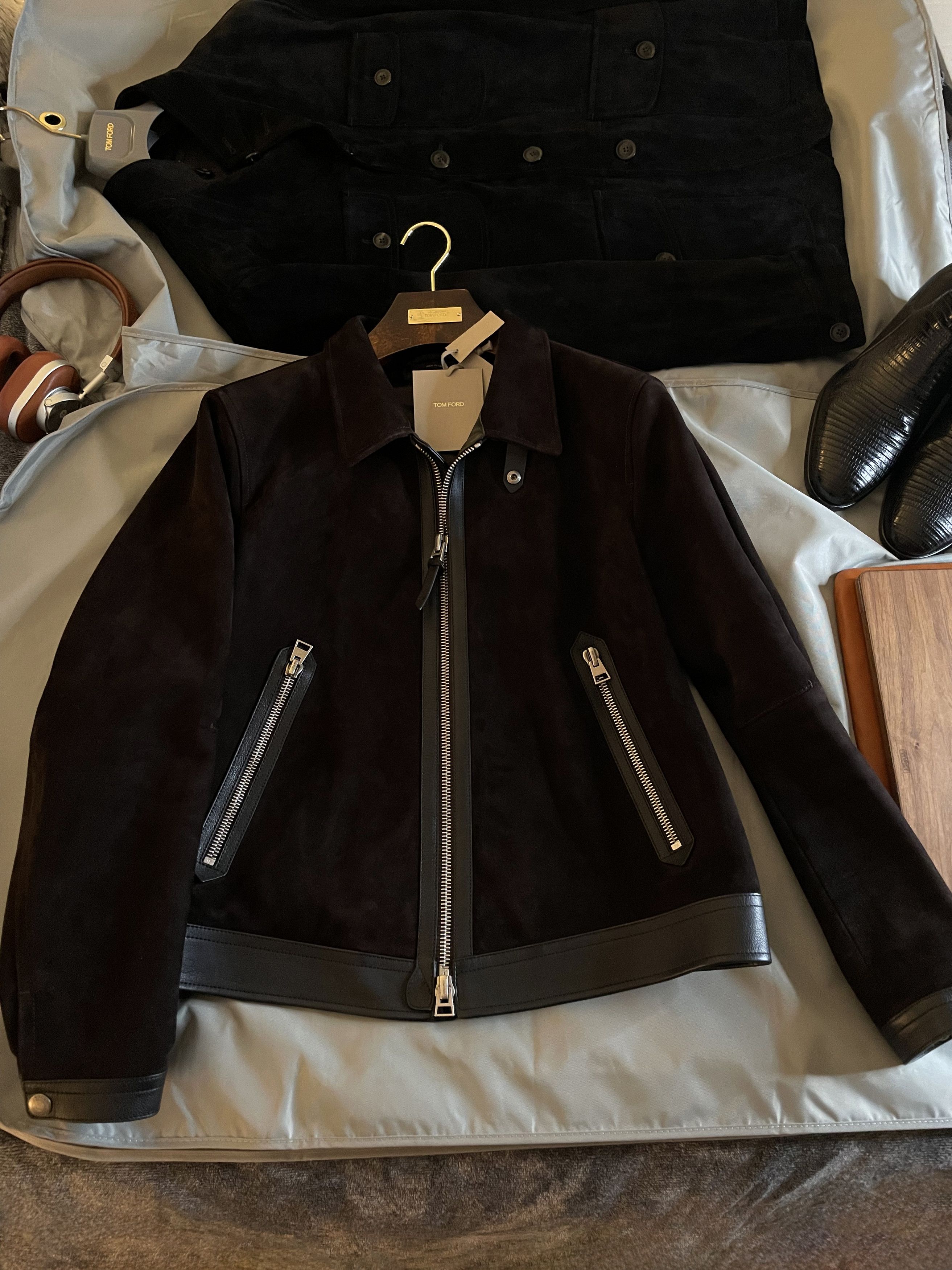 image of Tom Ford A Menswear Grail: Very Suede Contrast Jacket, Godly in Brown/Black, Men's (Size Large)