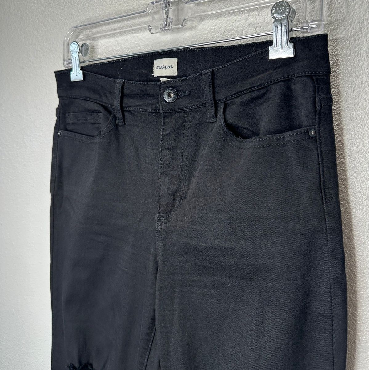 Other Sneak Peak Black Distressed Knee Bootcut Jeans 29 Size 29" - 5 Thumbnail