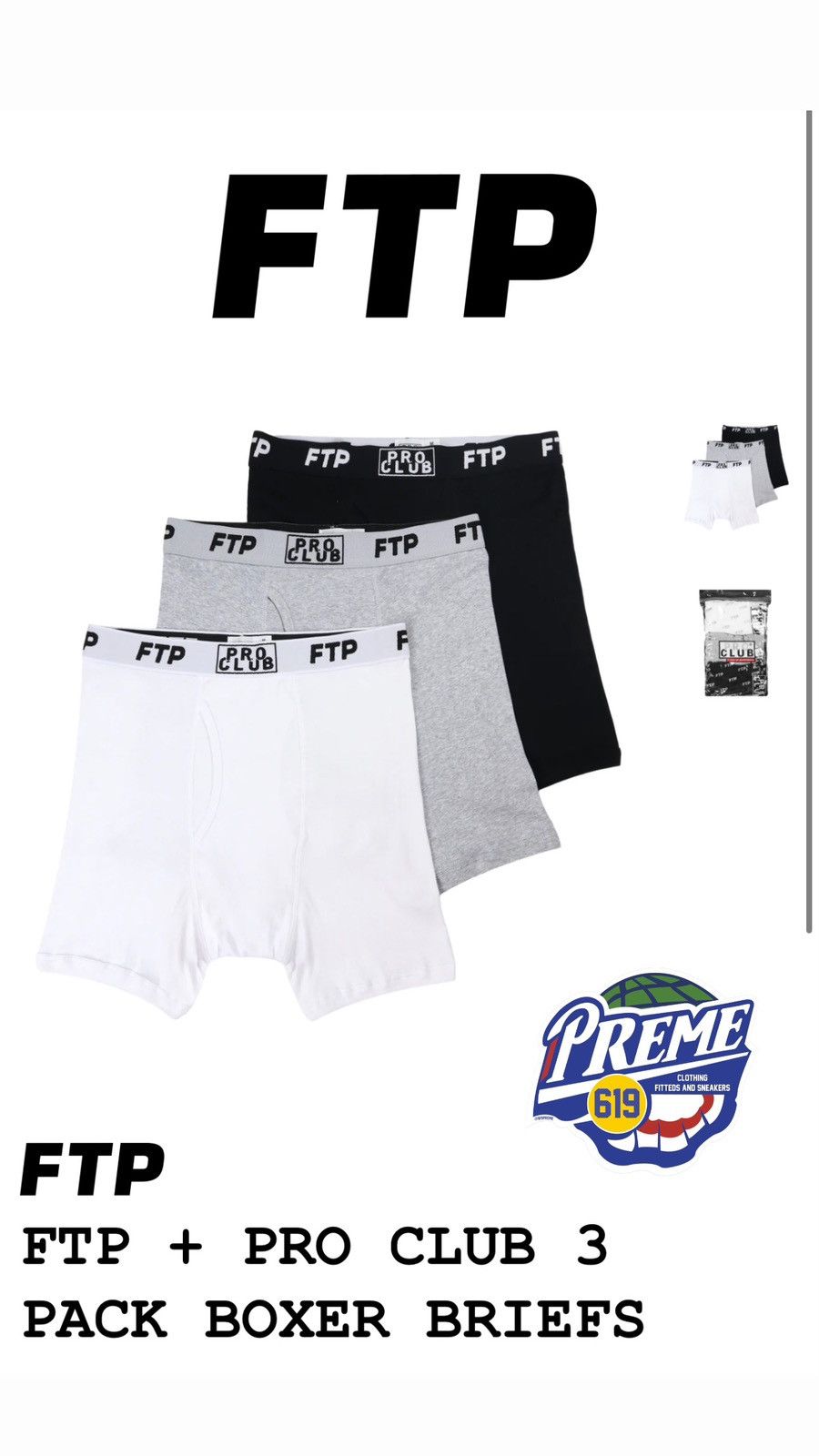 Fuck The Population FTP + PRO CLUB 3 PACK BOXER BRIEFS Size 34 - 3 Thumbnail