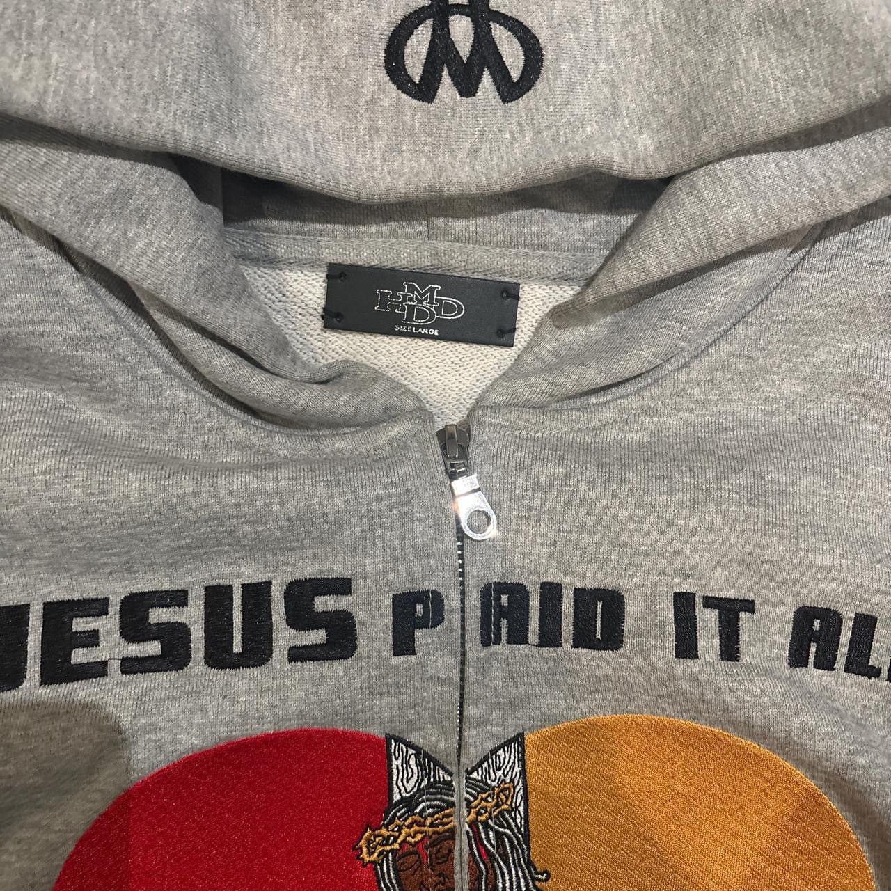 HMDD HMDD Grey zip up hoodie with Jesus Paid It All Size US L / EU 52-54 / 3 - 2 Thumbnail