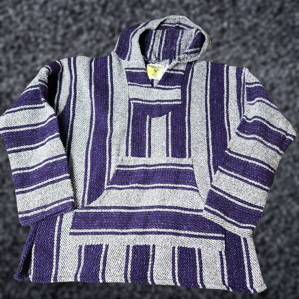 Vintage VINTAGE Iguana Jack Hoodie Mens XL Purple Baja Drug Rug Skater Surfer Hippie Poncho Geometric Logo Knit Pullover Hooded Size US XL / EU 56 / 4 - 1 Thumbnail