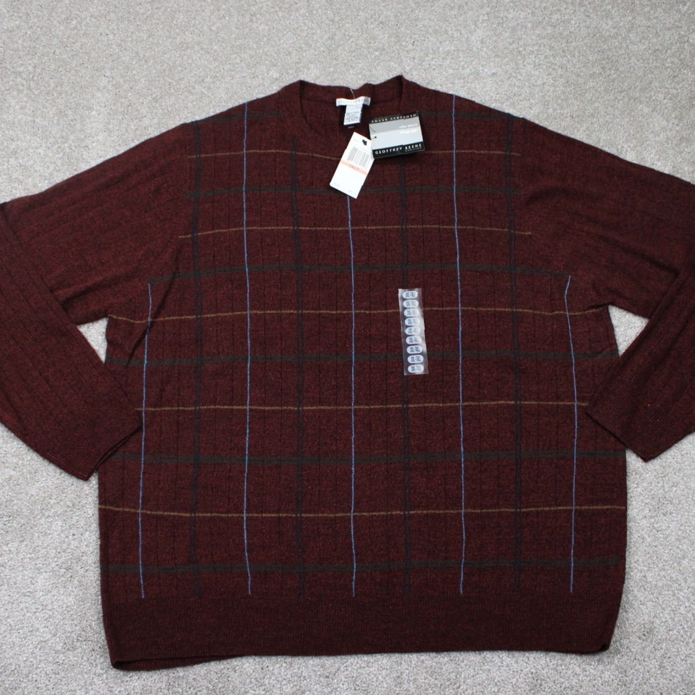 Geoffrey Beene Geoffrey Beene Sweater Mens 3XLT XXXL-Tall Red Acrylic L/S Pullover Knit Geometric Pattern Vintage: No Men’s 3XLT Big & Tall Size US XXL / EU 58 / 5 - 2 Thumbnail