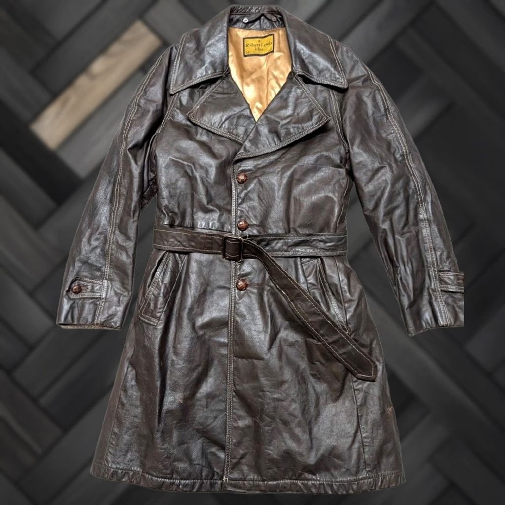 Vintage VINTAGE Robert Lewis Overcoat Coat M Western Brown Leather 40-42 Mens Size US M / EU 48-50 / 2 - 1 Thumbnail