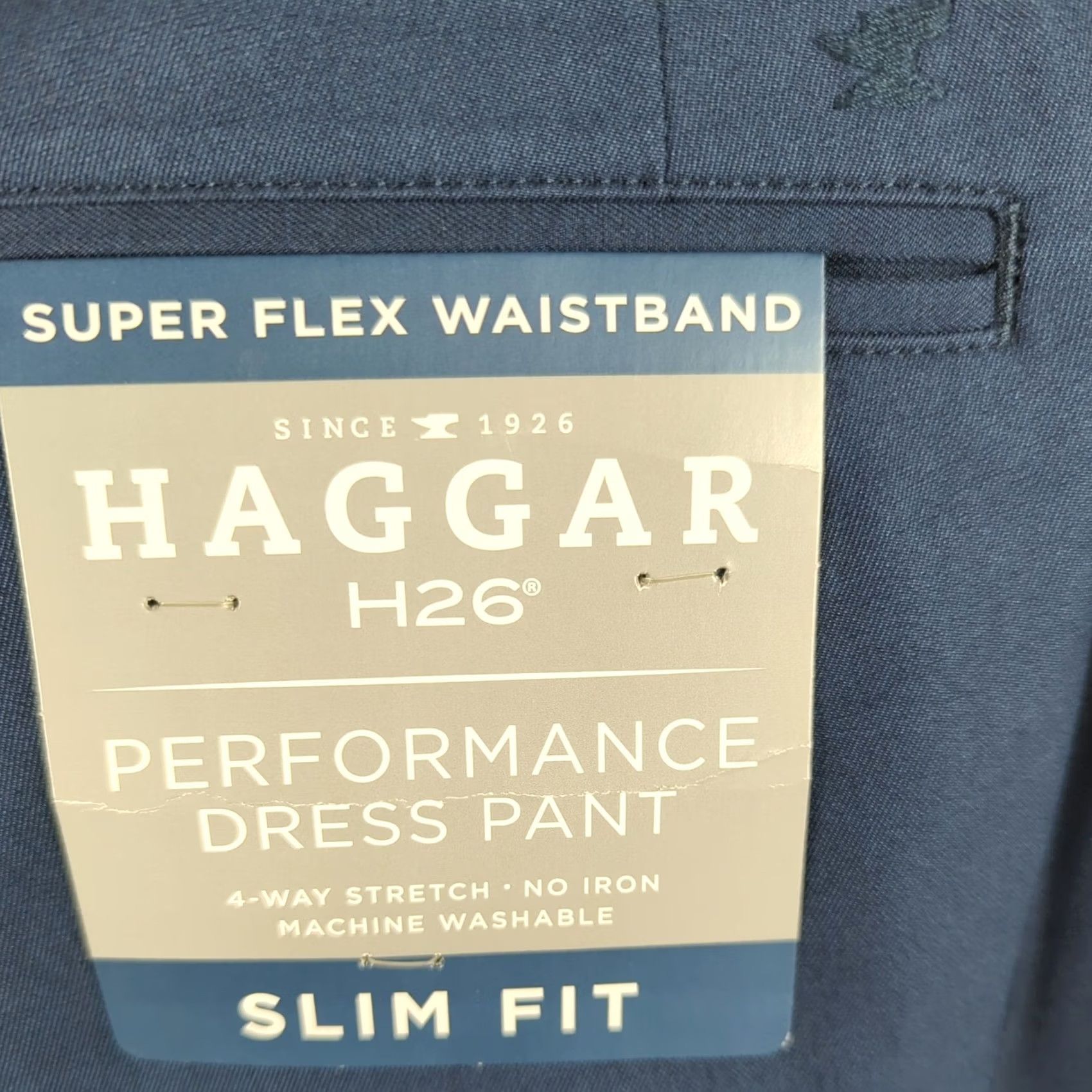 Haggar Haggar H26 Slim Fit Dress Pants Men 28 x 30 Blue No Iron Flat Front Straight Leg 4-Way Stretch Medium Twill Size US 28 / EU 44 - 5 Thumbnail