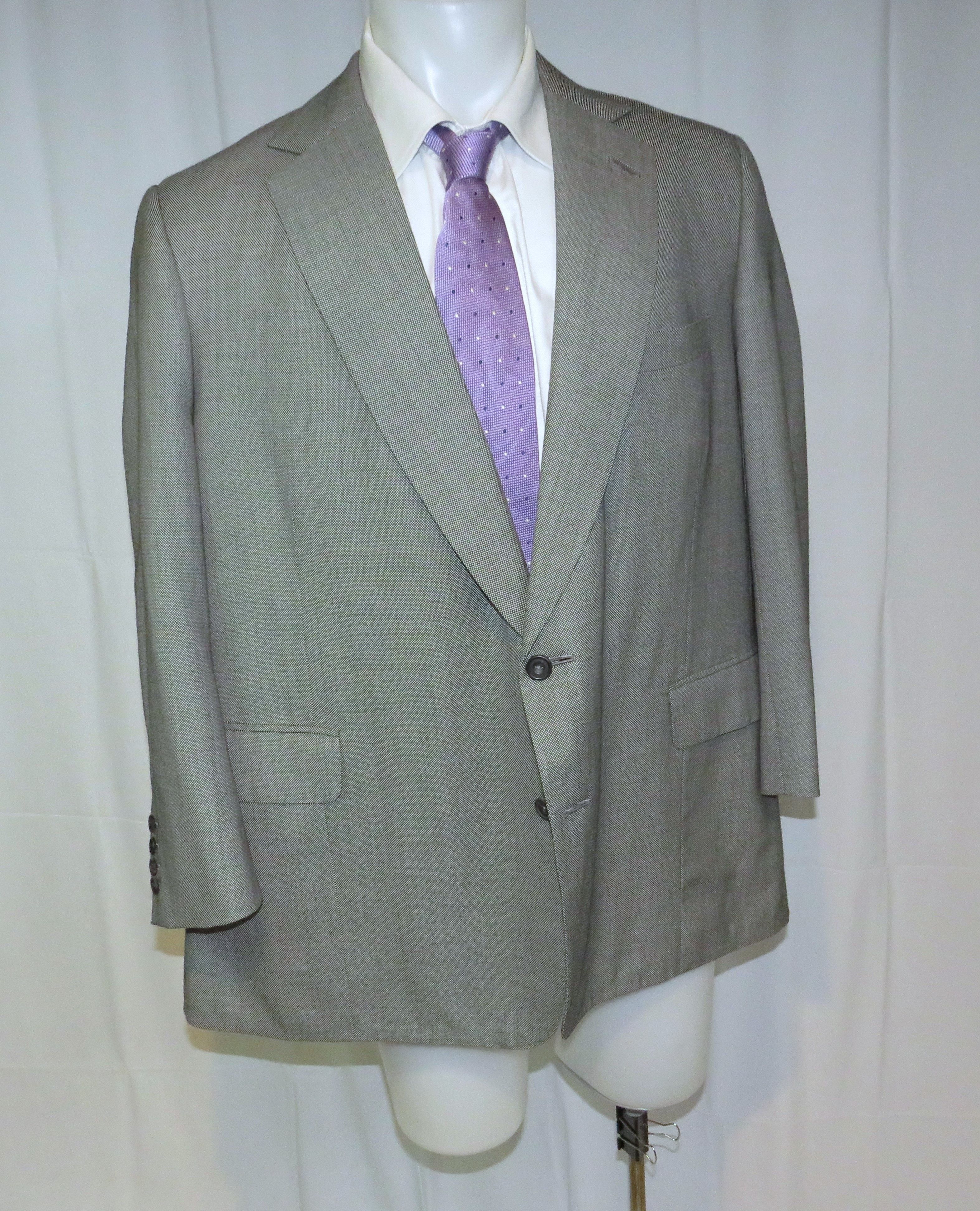 Henry Poole × Savile Row Bespoke Gray Birdseye Two Button Sport Coat Size 46R - 7 Thumbnail