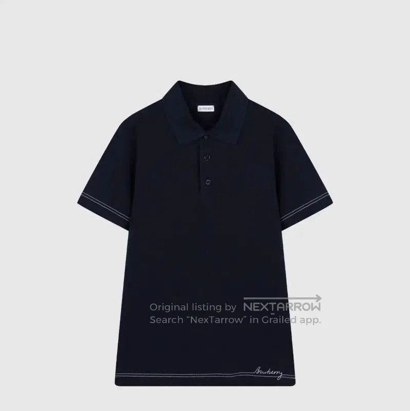 Burberry Men's Navy Logo Short Sleeve Polo.