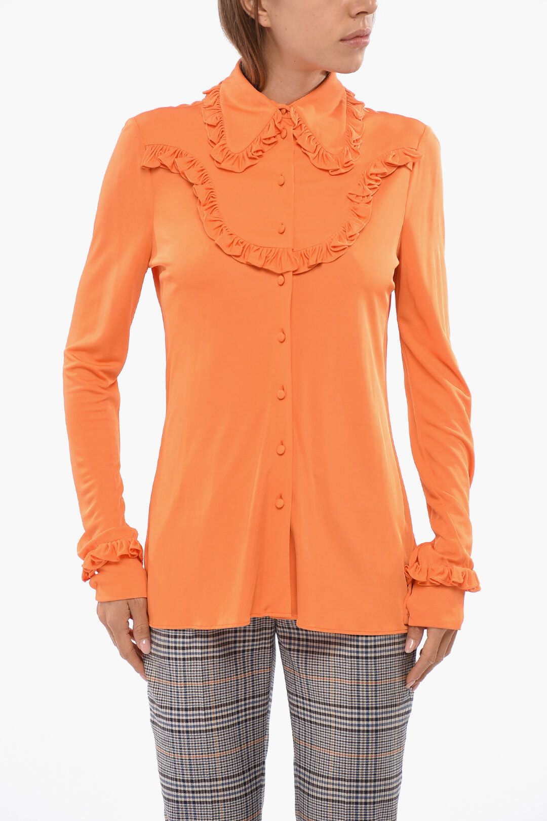 Prada Ruched Blouse With Covered Buttons Size S / US 4 / IT 40 - 1 Thumbnail