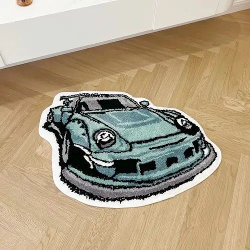 Handmade Design Racing Car Cartoon Tufted Carpet Rug Size ONE SIZE - 4 Thumbnail