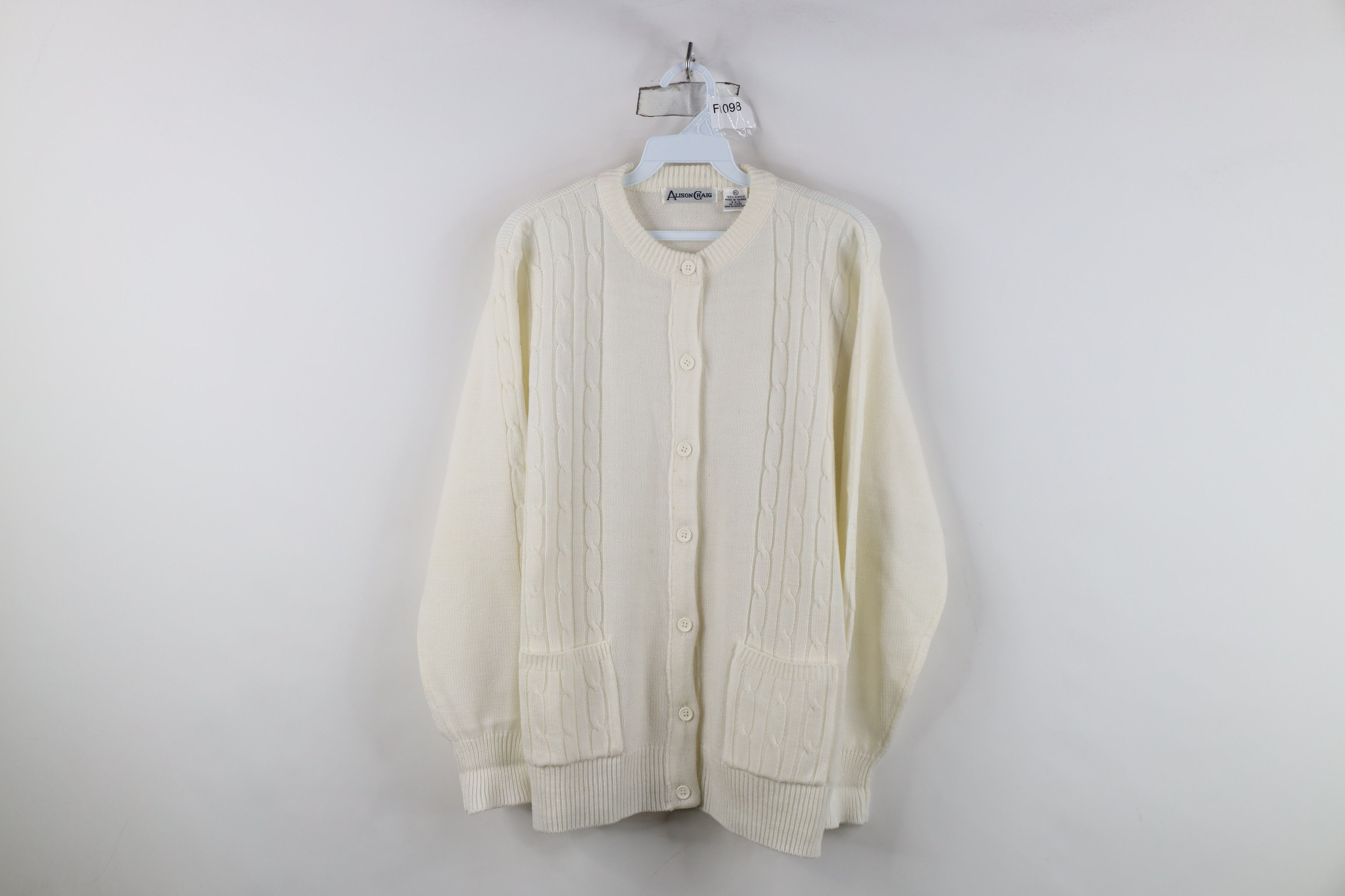 Vintage Vintage 90s Streetwear Knit Cardigan Sweater White Acrylic Size XL / US 12-14 / IT 48-50 - 1 Thumbnail