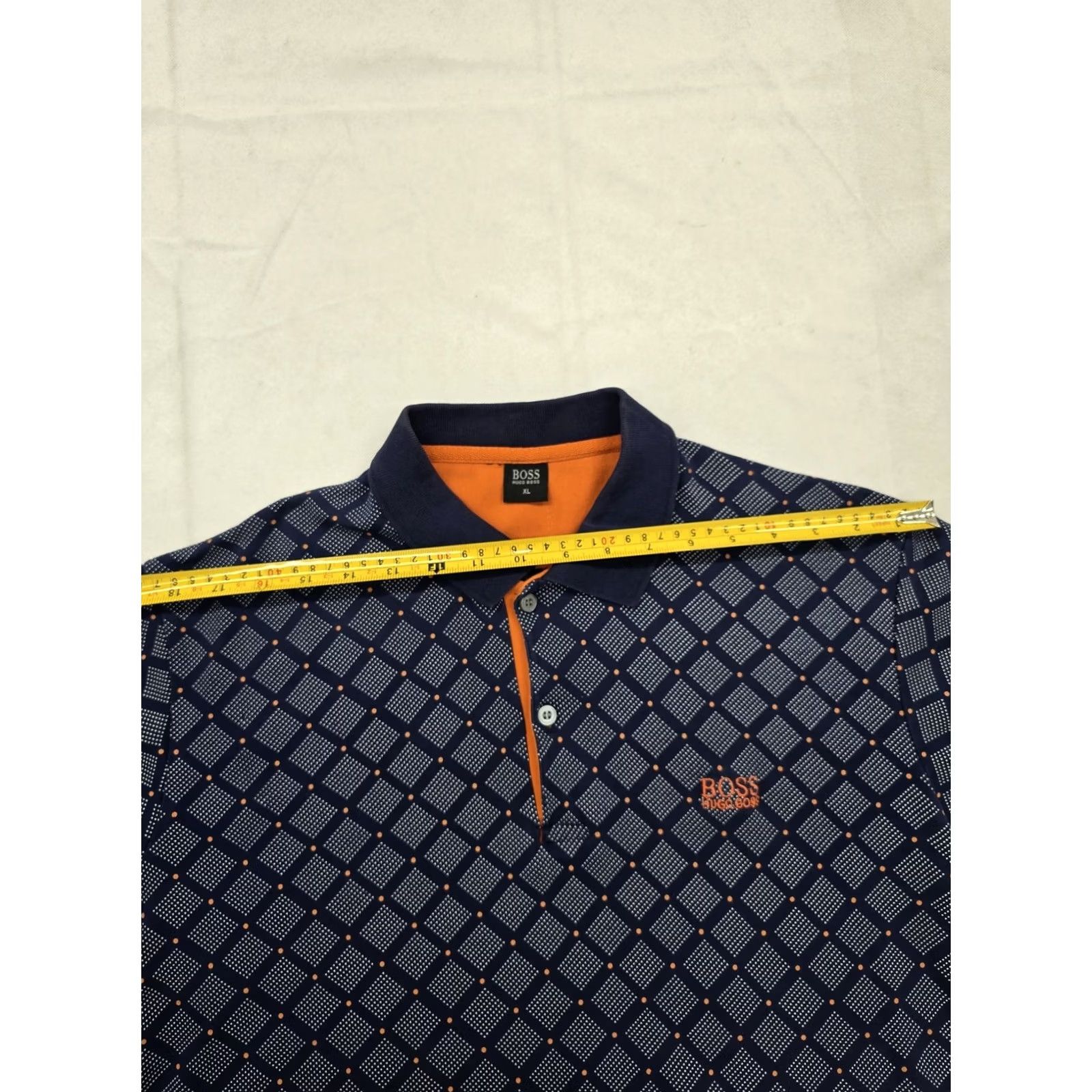 Hugo Boss Hugo Boss XL Dark Blue Diamond Cotton Polo Shirt Short Sleeve Men Size US XL / EU 56 / 4 - 5 Thumbnail