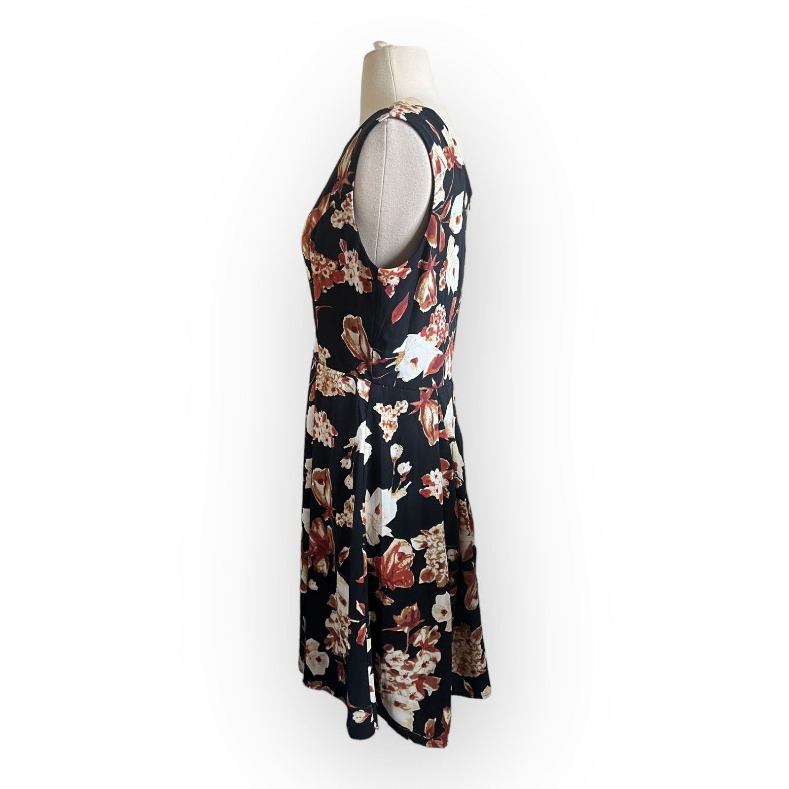 Nordstrom Yellow Star ModCloth Black A-Line Dress - Floral Retro Size M / US 6-8 / IT 42-44 - 3 Thumbnail
