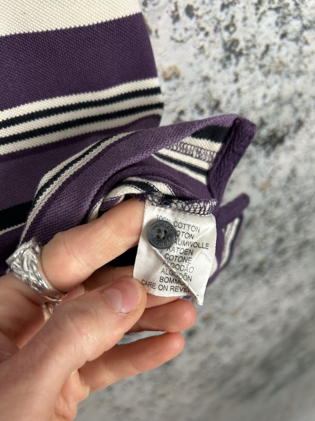 Other Vintage Thomas Burberry Stripe Purple Polo Tee Chief Keef Size US M / EU 48-50 / 2 - 7 Thumbnail