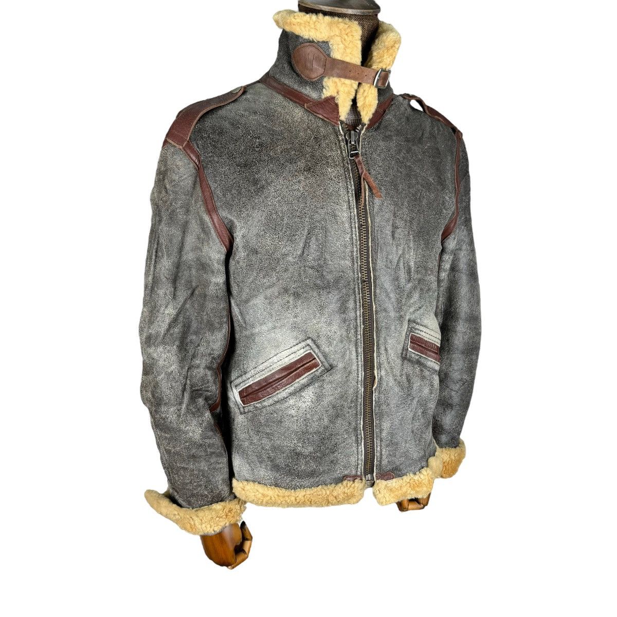 Harley Davidson ☀️HARLEY DAVIDSON B3 SHEEPSKIN BIKERS LEATHER JACKET Size US L / EU 52-54 / 3 - 3 Thumbnail