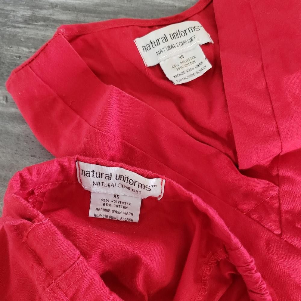 Designer Red Natural Uniforms Medical Scrub Set Size 26" / US 2 / IT 38 - 7 Thumbnail