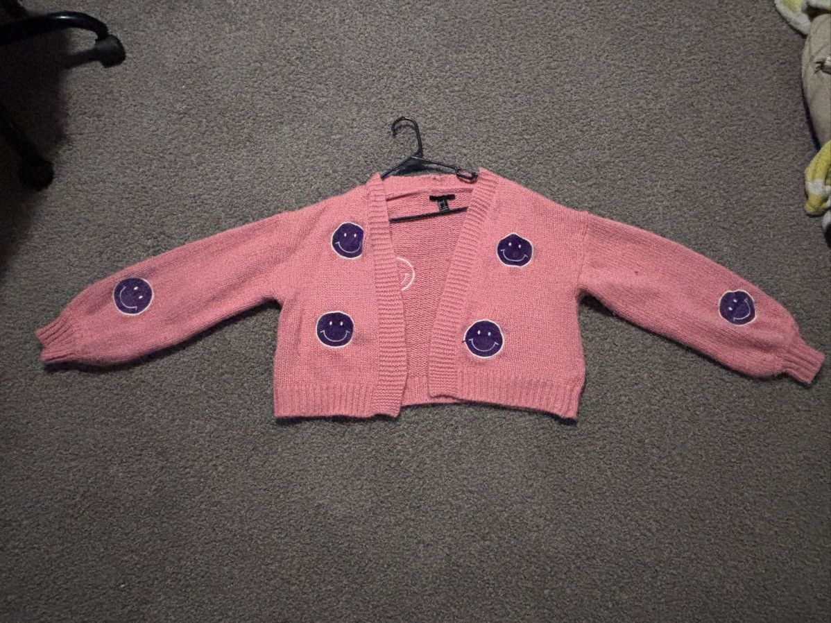 Other Pink Vintage Sweater With Purple Smiley Faces Size L / US 10 / IT 46 - 2 Thumbnail