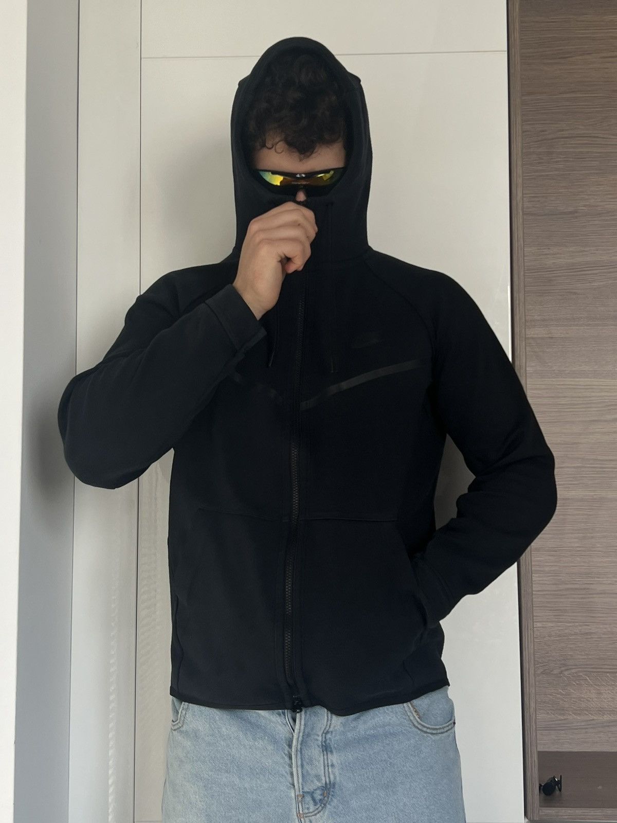 Designer × Nike ‼️Nike Tech Fleece Triple Black Windrunner Zip Hoodie‼️ Size US L / EU 52-54 / 3 - 9 Thumbnail