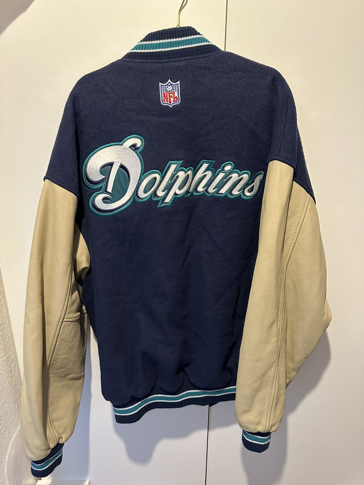 Nike Nike Lederjacke Miami Dolphins Size XL Leather Jacket Size US XL / EU 56 / 4 - 2 Thumbnail