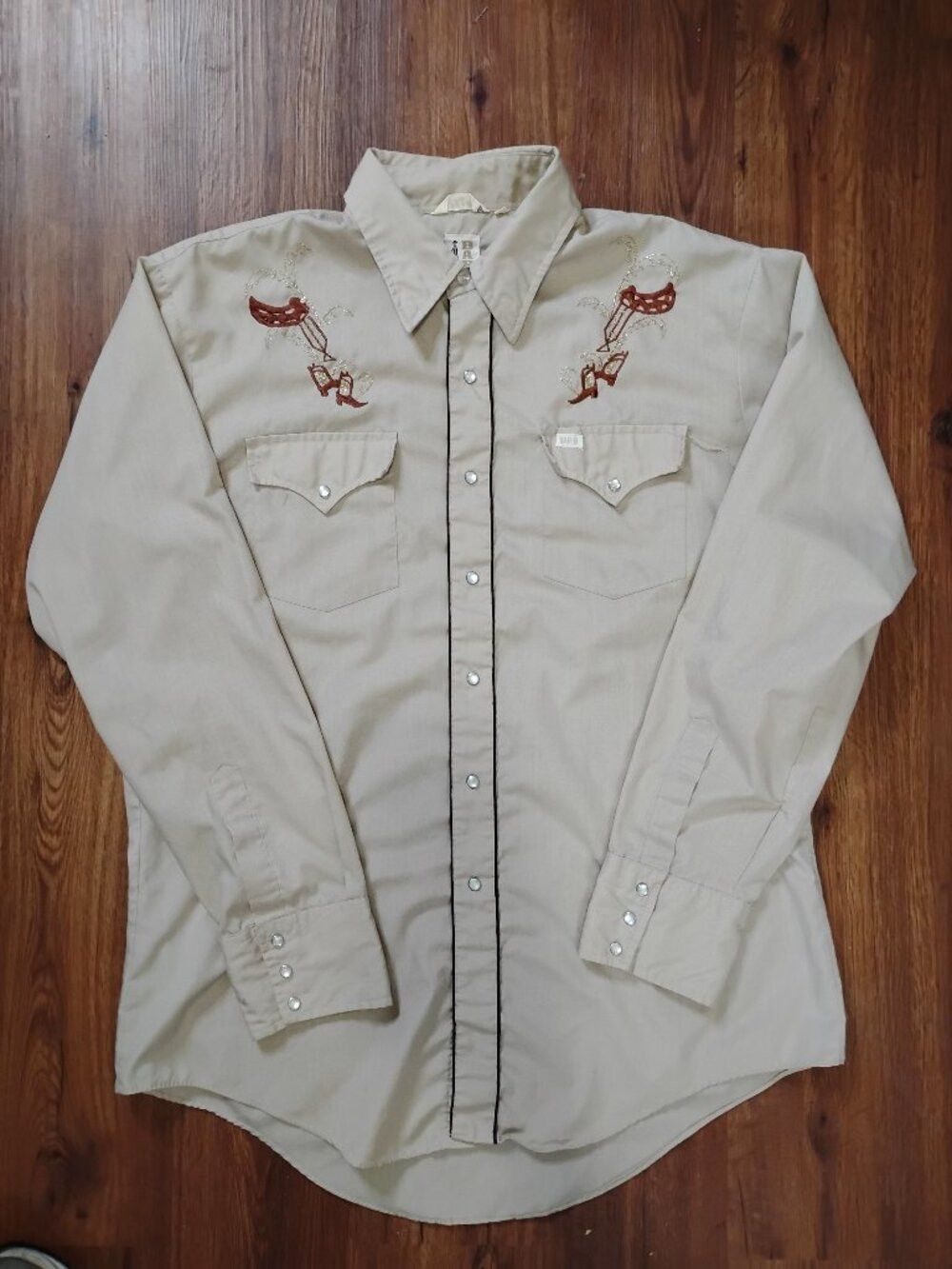 Other Vintage Bar B Cowboy Boots Western Pearl Snap Shirt Size US XL / EU 56 / 4 - 2 Thumbnail