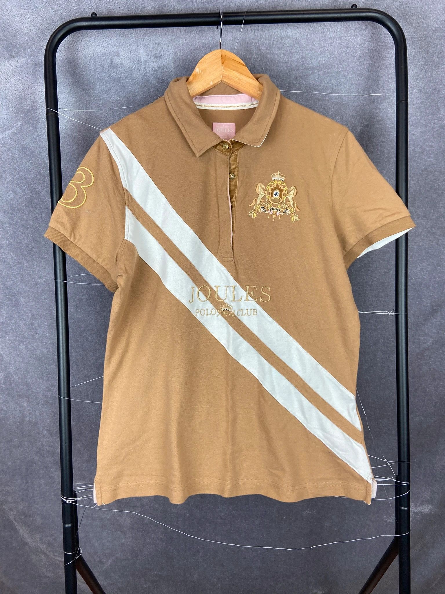 Vintage Joules Polo Club Beige Polo Shirt Embroidered Crest 44 Size US M / EU 48-50 / 2 - 1 Thumbnail