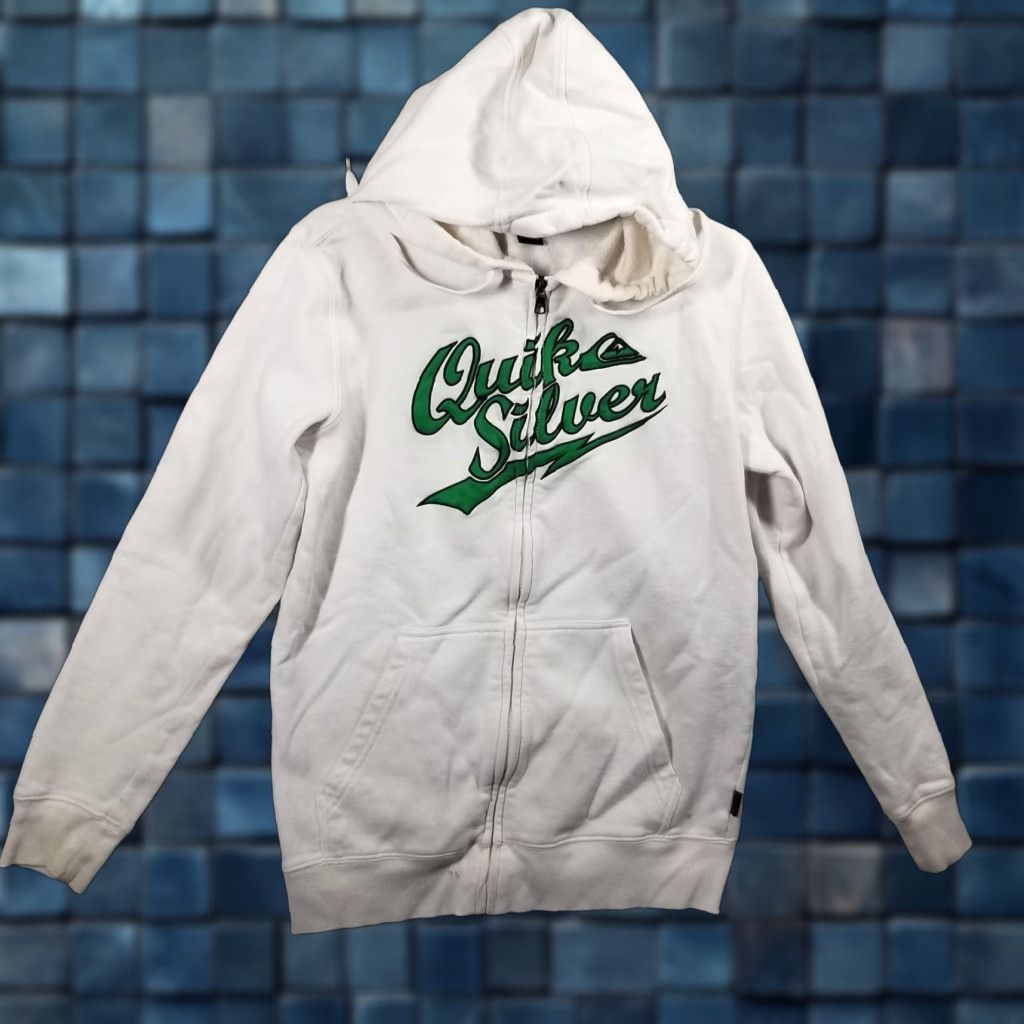 Quiksilver Quiksilver Hoodie Mens Small White Full Zip Green Spell Out Skate Surfer Jacket Size US S / EU 44-46 / 1 - 1 Thumbnail