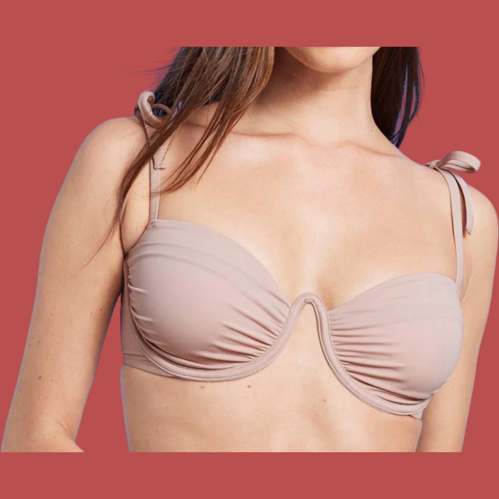 Other Shade & Shore Women's Shoulder Tie Shirred Underwire Bikini Size ONE SIZE - 1 Thumbnail