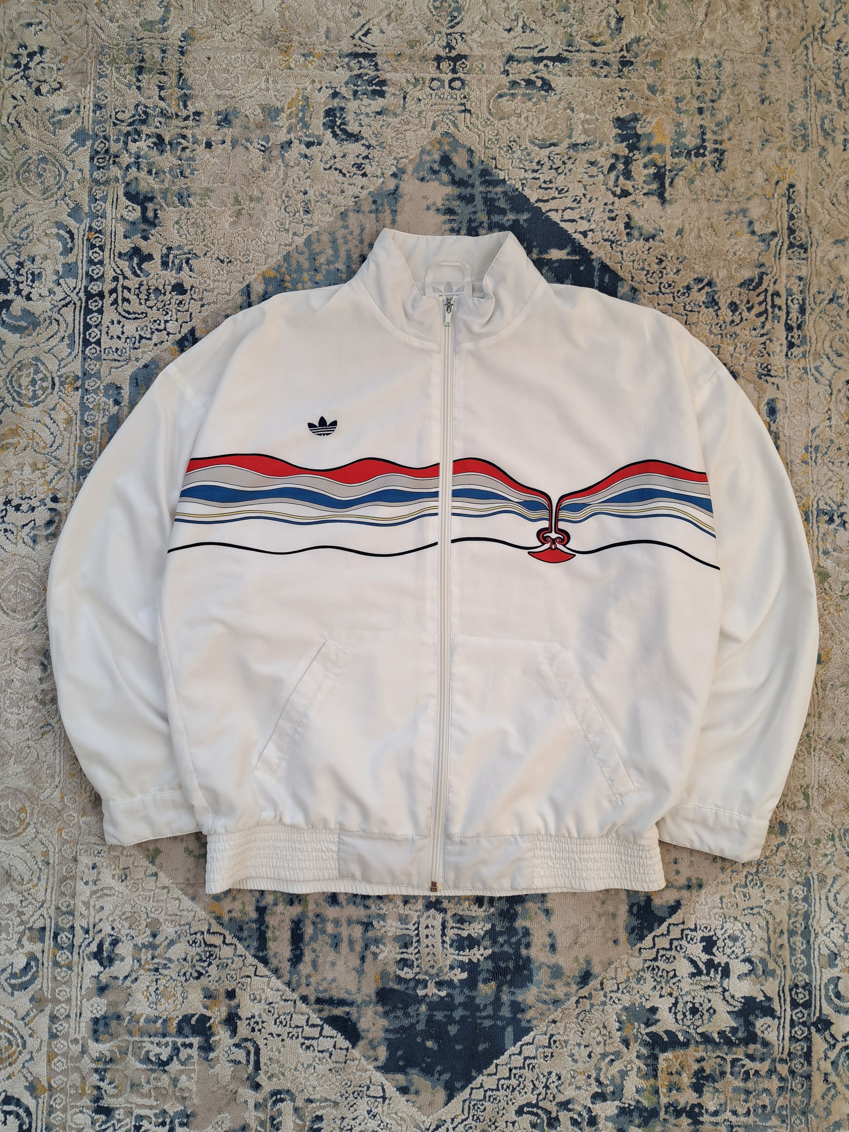 image of 80's Adidas Slavic Face Trackjacket Blokecore Y2K in White, Men's (Size Medium)