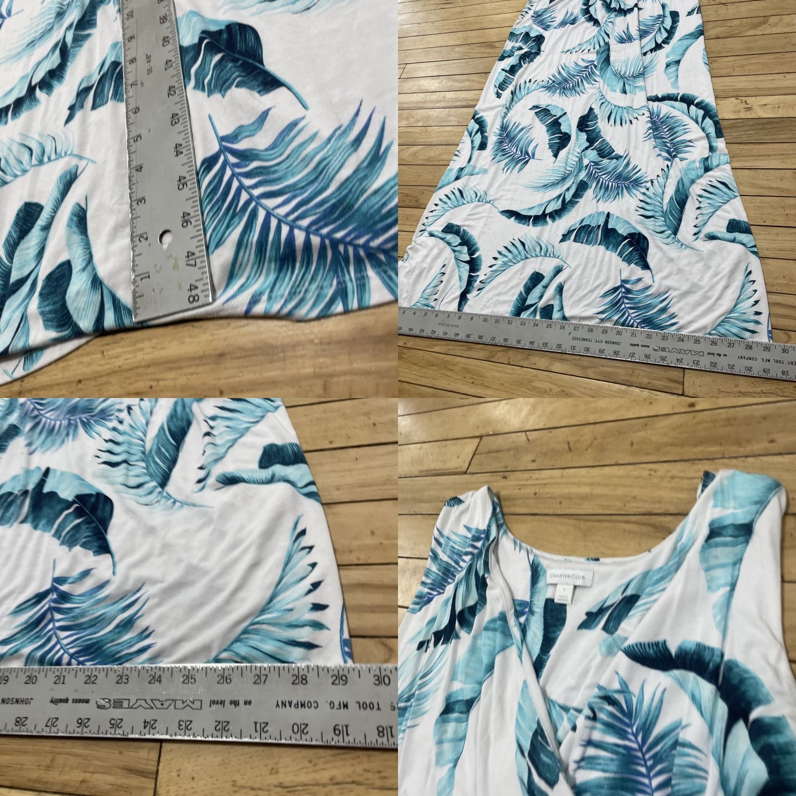 Charter Club Charter Club Hawaiian Floral Dress Women L White Cream Blue Beach Aloha Leaves Maxi, Sleeveless, Pullover, Floral Pattern, Casual, Summer, Spring Size L / US 10 / IT 46 - 8 Thumbnail