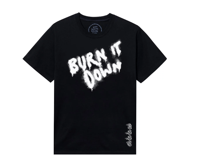Anti Social Social Club Burn It Down Tee Black ASSC DS New