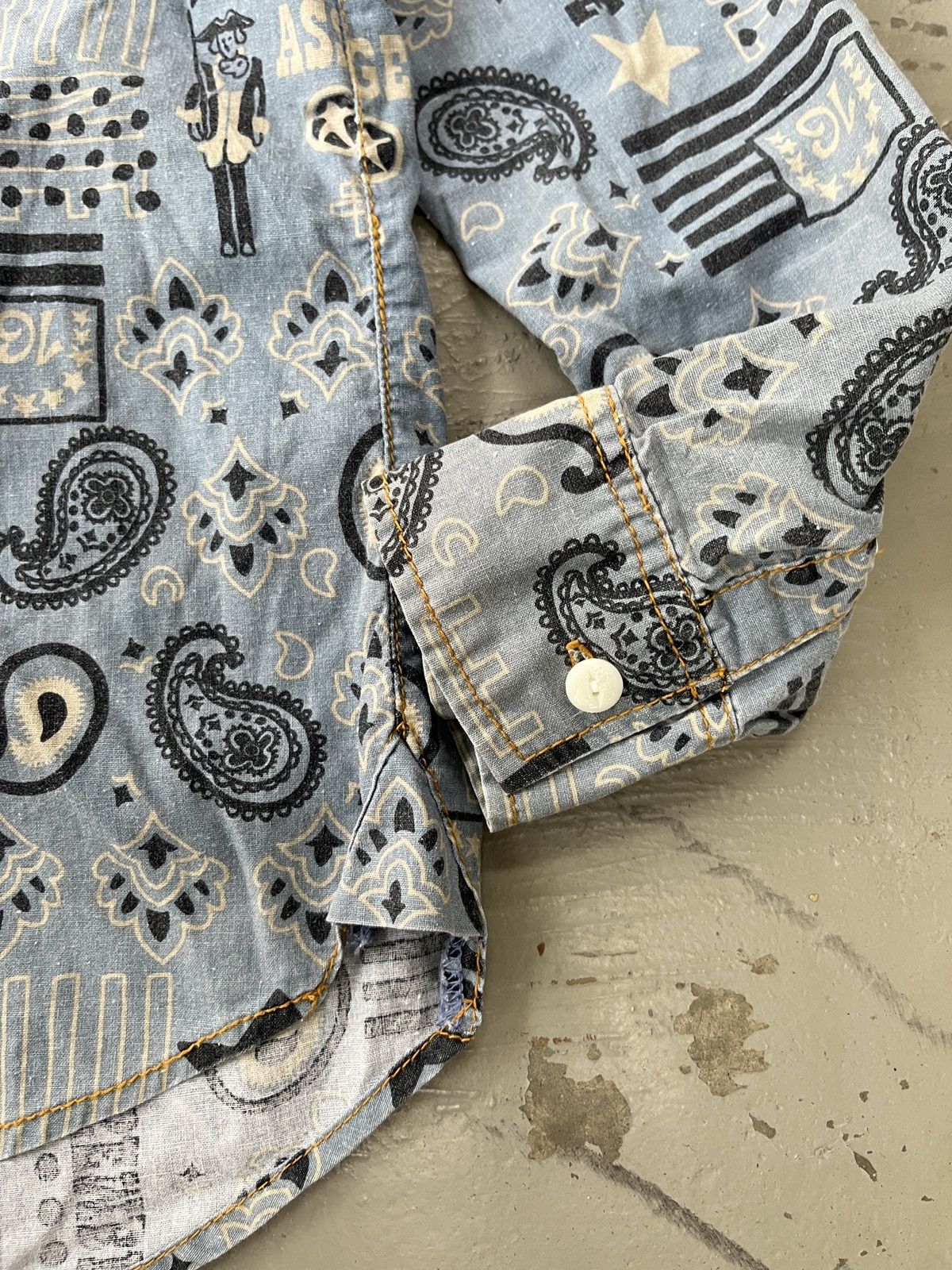 Issey Miyake Ne Net Cat Paisley Indigo Denim Long Sleeve Button Up Shirt Size US L / EU 52-54 / 3 - 5 Thumbnail