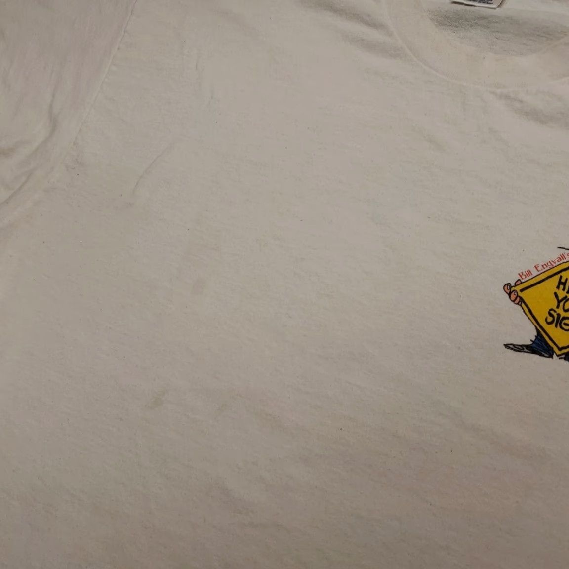 Delta VINTAGE Bill Engvall Shirt Mens XL White 90s TEE Im Stupid Moving Hers Your Sign Cartoon Retro Shirt Mens XL White 90s TEE Size US XL / EU 56 / 4 - 4 Thumbnail