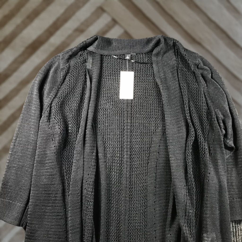 Alfani Alfani Womens 2X Deep Black Open Front Mixed Knit Cardigan Sweater 76655W NEW Size XXL / US 16-18 / IT 52-54 - 1 Thumbnail