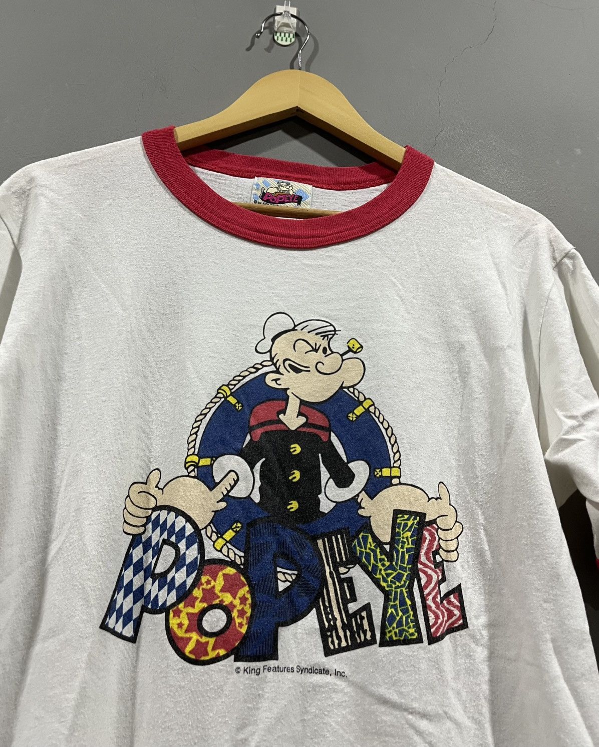 Augusta Sportswear Vintage 90s Popeye Ringer Tee Size US L / EU 52-54 / 3 - 3 Thumbnail