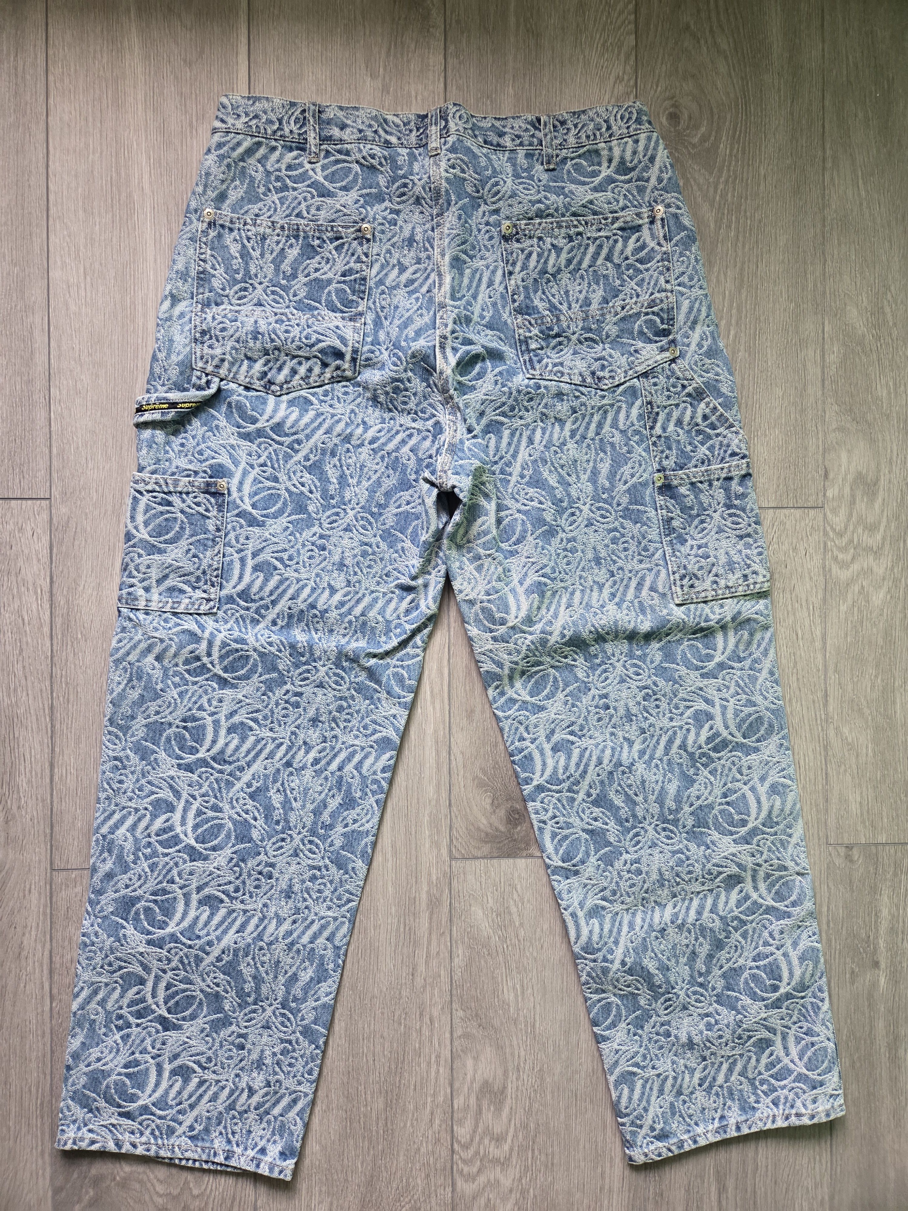 Supreme Supreme FW22 Script Jacquard Double Knee Denim Painter Pant Size US 34 / EU 50 - 4 Thumbnail